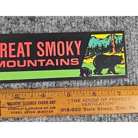 Vtg Great Smoky Mountains Bumper Sticker Small Native American Bear - Picture 4 of 6